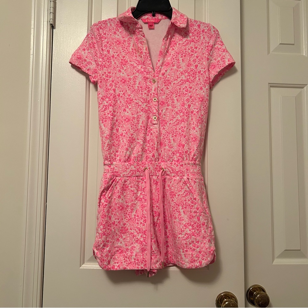 Lilly Pulitzer Jorgie Romper Shorts Strapless Pink Shandy Invest A Gator Sz XXS